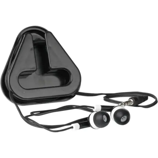 Earphones in Triangular Protective Case Black
